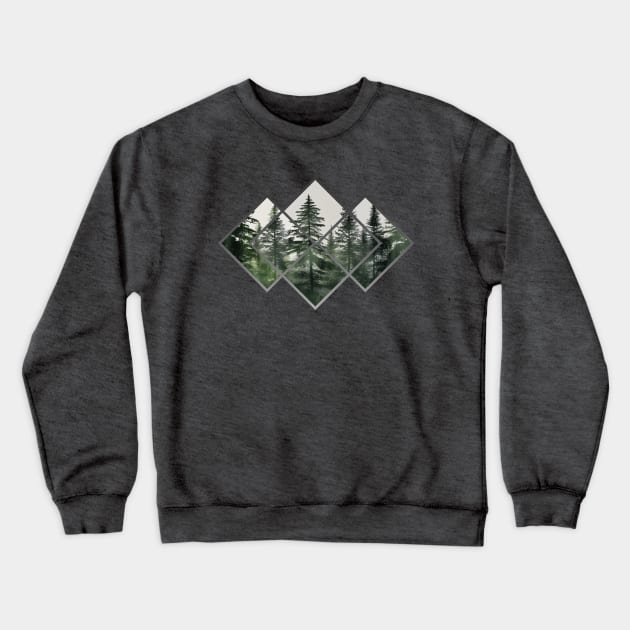 Geometric Trees Nature Forest Outdoor Graphic for Men Crewneck Sweatshirt by Pine Hill Goods